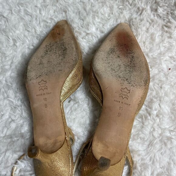 Will Fancy Italian Leather Golden 2.5” heels pointed toe sling back size 10B - Picture 9 of 9